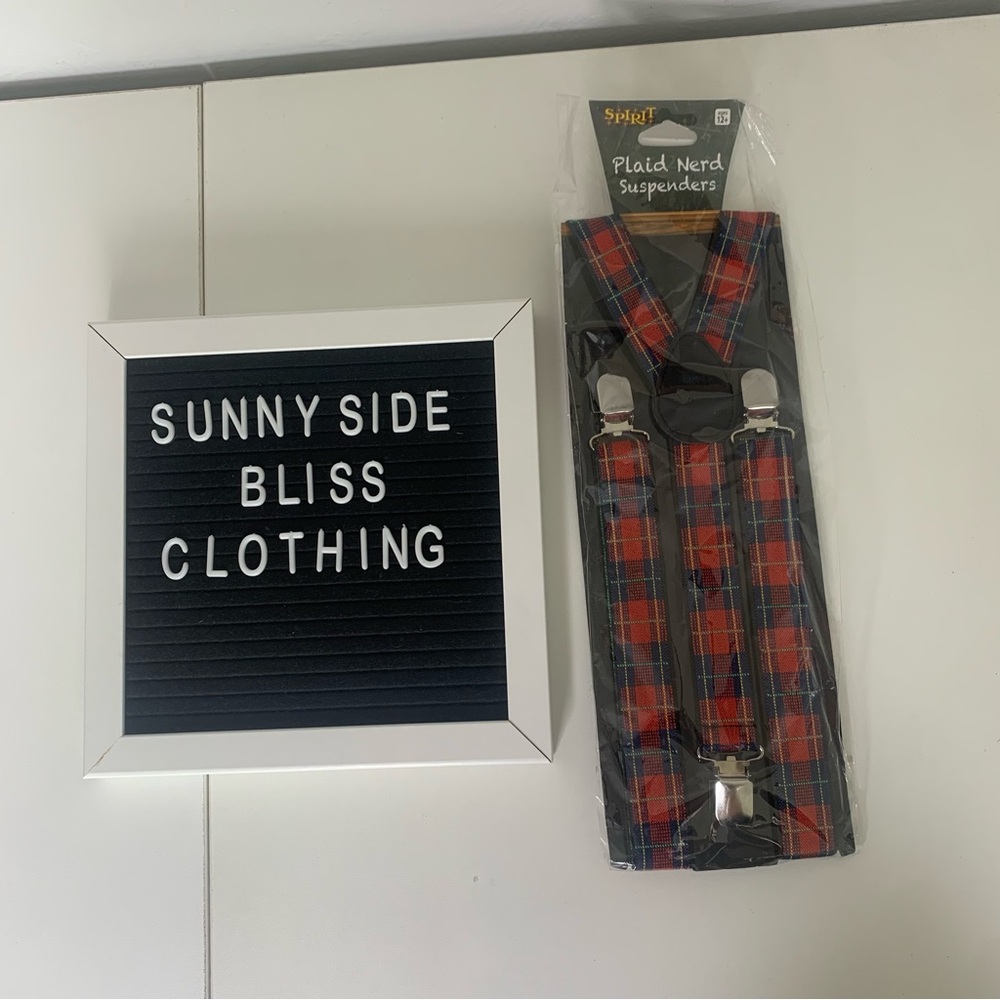 Spirit Halloween Plaid Nerd Suspenders